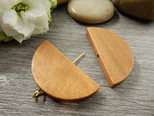 Puoliympyrä puuhelmi, 31x15mm, okra, 10kpl