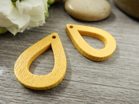 Puuriipus pisara, 25x17mm, tummankeltainen, 1kpl