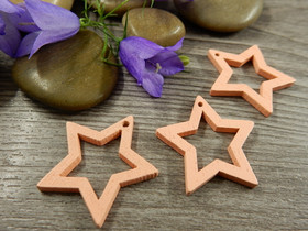 Puuriipus tähti, 24x25mm, persikka, 1kpl