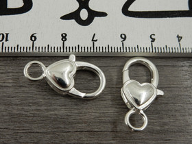 Rapulukko sydän, 26mm, kirkashopea, 1kpl