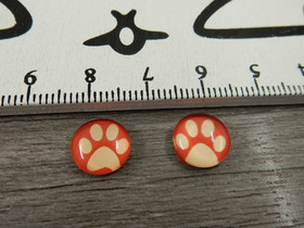 Kapussi tassu, 10mm, punainen-beige, 1kpl