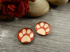 Kapussi tassu, 10mm, tummanpunainen-beige, 1kpl