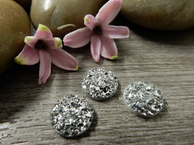 Kapussi glitter, 10mm, hopea, 1kpl