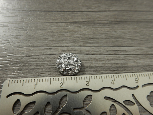 Kapussi glitter, 10mm, hopea, 1kpl