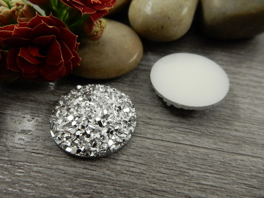 Kapussi glitter, 20mm, hopea, 1kpl