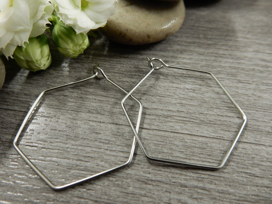 Korvakorurengas hexagon, 29x31x0.6mm, rst, 1pari