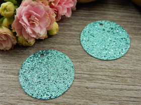 Paljetti/riipus, 20mm, turkoosi, 1kpl