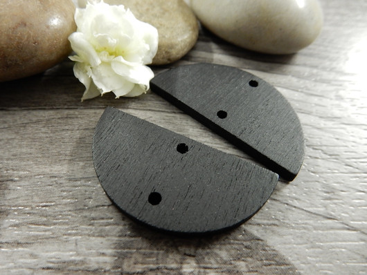 Puuriipus puoliympyrä/linkki, 31x15mm, musta, 1kpl