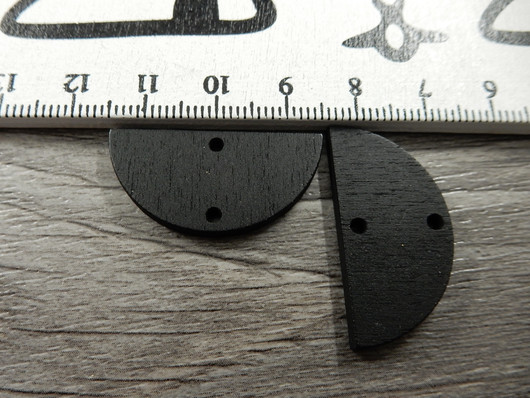 Puuriipus puoliympyrä/linkki, 31x15mm, musta, 1kpl