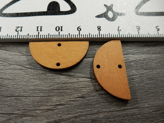 Puuriipus puoliympyrä/linkki, 31x15mm, ruskea, 1kpl