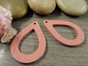 Puuriipus pisara, 37x25mm, roosa, 1kpl