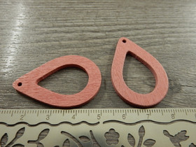 Puuriipus pisara, 37x25mm, roosa, 1kpl