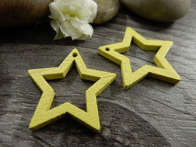 Puuriipus tähti, 24x25mm, keltainen, 1kpl