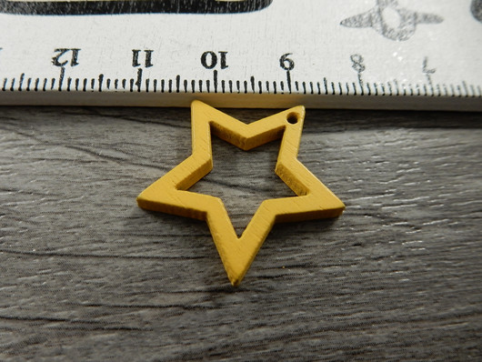 Puuriipus tähti, 24x25mm, tummankeltainen, 1kpl