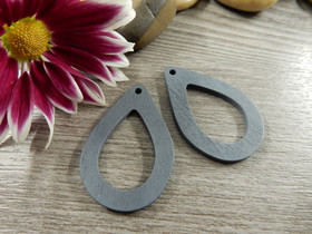 Puuriipus pisara, 37x25mm, harmaa, 1kpl