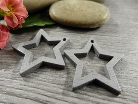 Puuriipus tähti, 24x25mm, harmaa, 1kpl