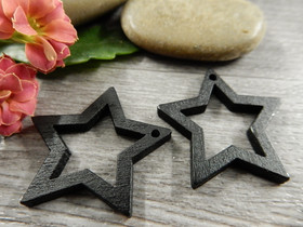 Puuriipus tähti, 24x25mm, musta, 1kpl