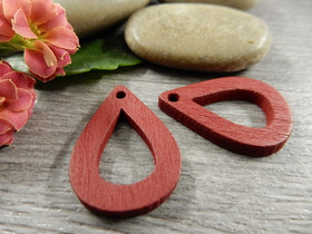 Puuriipus pisara, 25x17mm, tummanpunainen, 1kpl