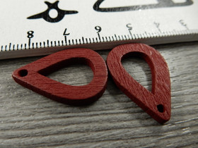 Puuriipus pisara, 25x17mm, tummanpunainen, 1kpl