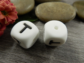 Kirjainhelmi T, 12mm, valkoinen, 1kpl