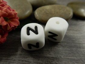 Kirjainhelmi N, 12mm, valkoinen, 1kpl