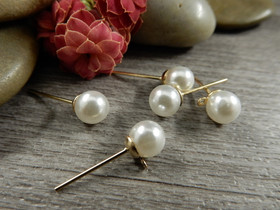 Korvakorutappi lenkillä, 6x18mm, kulta/valkoinen, 1pari