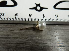 Korvakorutappi lenkillä, 6x18mm, kulta/valkoinen, 1pari