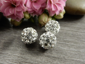 Shamballa helmi, 8mm, kirkas, 1kpl