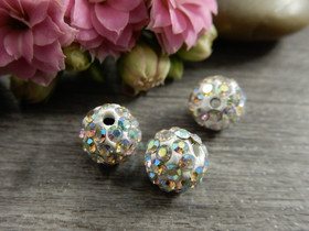 Shamballa helmi, 8mm, kirkas AB, 1kpl