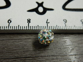 Shamballa helmi, 8mm, kirkas AB, 1kpl