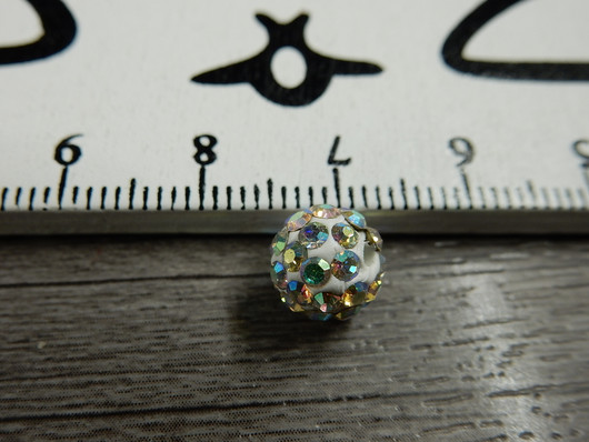 Shamballa helmi, 8mm, kirkas AB, 1kpl