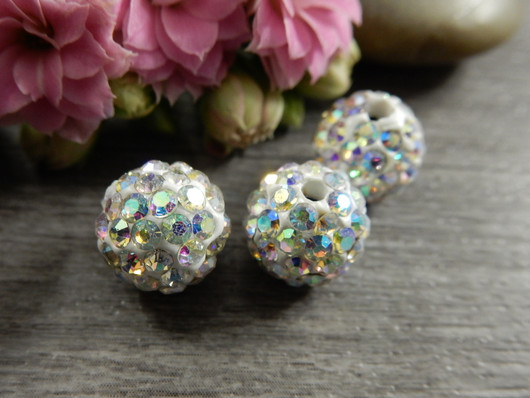 Shamballa helmi, 10mm, kirkas AB, 1kpl