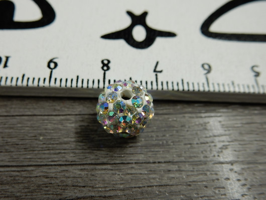 Shamballa helmi, 10mm, kirkas AB, 1kpl