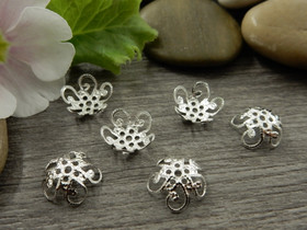 Helmihattu kuperakukka, 10mm, kirkashopea, 20kpl