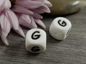 Kirjainhelmi G, 12mm, valkoinen, 1kpl