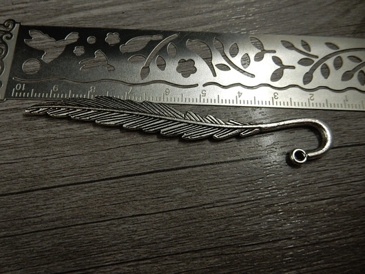 Kirjanmerkki sulka , 80mm, kromi, 1kpl
