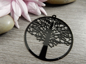 Elämänpuuriipus, 40x43mm, musta, 1kpl