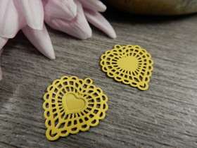 Sydänriipus, 15x14mm, tummakeltainen, 1kpl