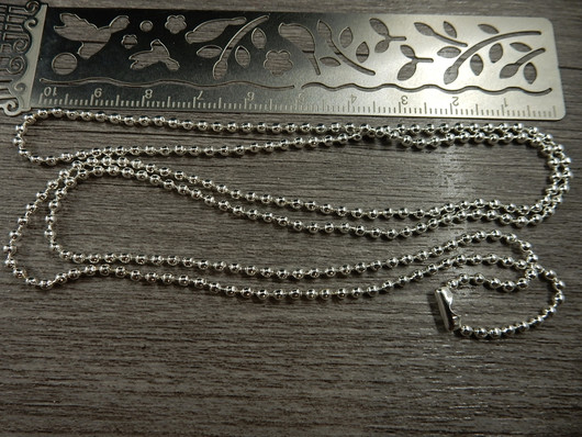 Palloketju,valmisketju, 2mm/70cm, kirkashopea, 1kpl