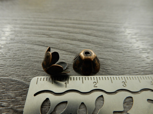 Helmihattu kukka, 10mm, kupari, 10kpl
