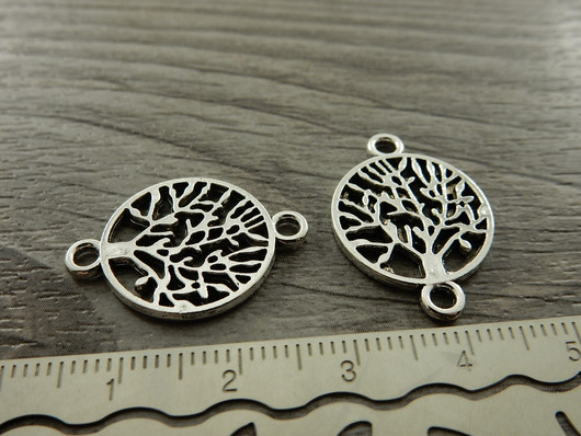 Elämänpuuriipus/linkki, 23x16mm, kromi, 1kpl