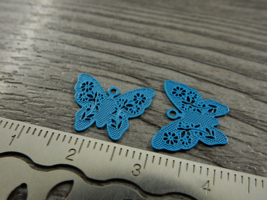 Perhonenriipus, 12x14mm, turkoosi, 1kpl