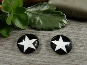 Kapussi tähti, 12mm, musta-valkoinen, 1kpl