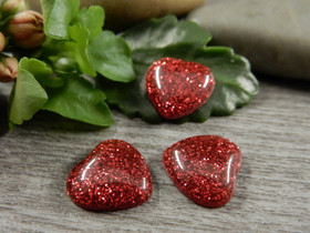 Kapussi glitter sydän, 12x12mm, punainen, 1kpl