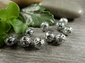 Metallihelmi filigraani, 6mm, kromi, 20kpl