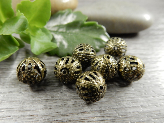 Metallihelmi filigraani, 8mm, pronssi, 20kpl