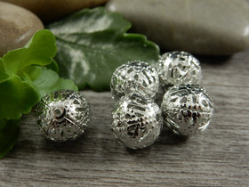 Metallihelmi filigraani, 10mm, kromi, 10kpl