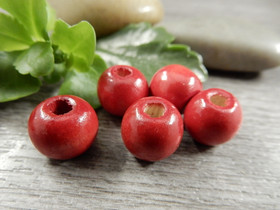 Puuhelmi, 10x8.5mm, punainen, 10kpl