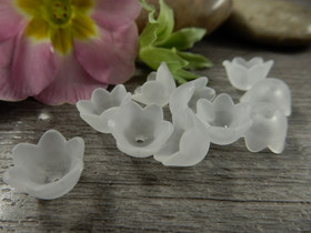 Akryylihelmi kukka, 6x10mm, valkoinen, 20kpl