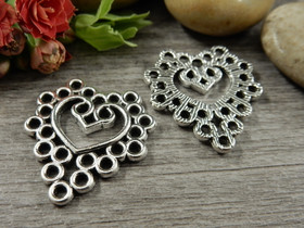 Sydänriipus/korulinkki, 26x24mm, kromi, 1kpl